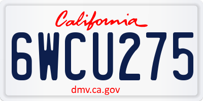 CA license plate 6WCU275