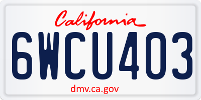 CA license plate 6WCU403
