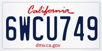 CA license plate 6WCU749