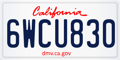 CA license plate 6WCU830