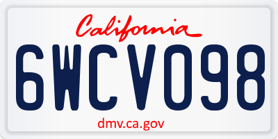 CA license plate 6WCV098