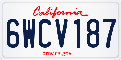 CA license plate 6WCV187