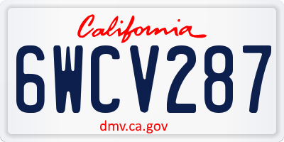 CA license plate 6WCV287