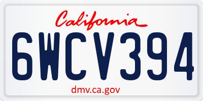 CA license plate 6WCV394