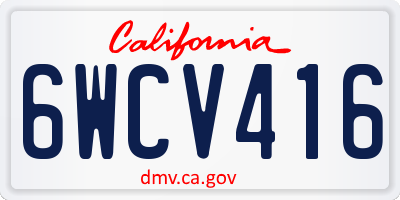CA license plate 6WCV416