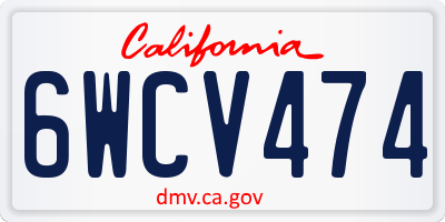 CA license plate 6WCV474