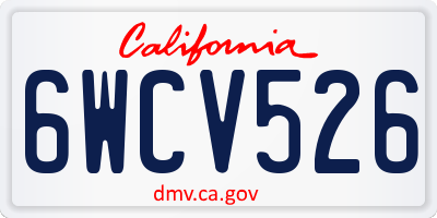 CA license plate 6WCV526