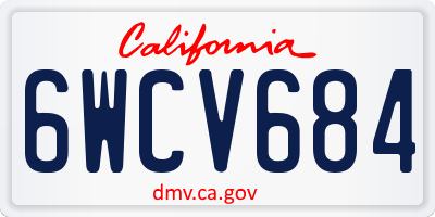 CA license plate 6WCV684
