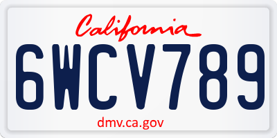 CA license plate 6WCV789