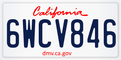 CA license plate 6WCV846