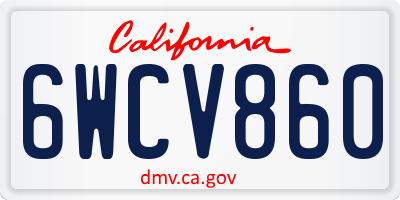 CA license plate 6WCV860