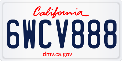 CA license plate 6WCV888