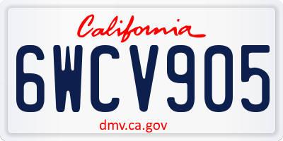 CA license plate 6WCV905
