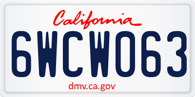 CA license plate 6WCW063