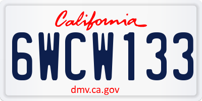 CA license plate 6WCW133