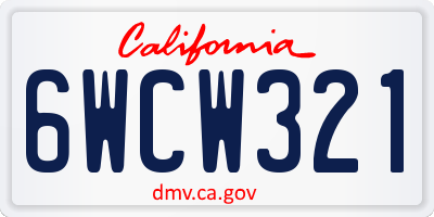 CA license plate 6WCW321