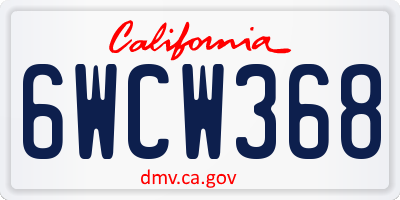 CA license plate 6WCW368