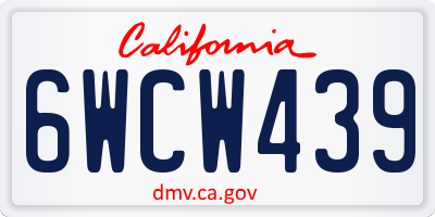 CA license plate 6WCW439