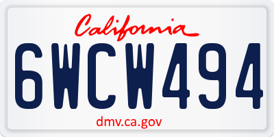 CA license plate 6WCW494