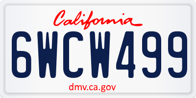CA license plate 6WCW499