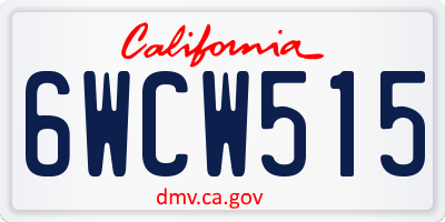 CA license plate 6WCW515