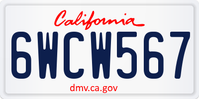 CA license plate 6WCW567