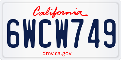 CA license plate 6WCW749