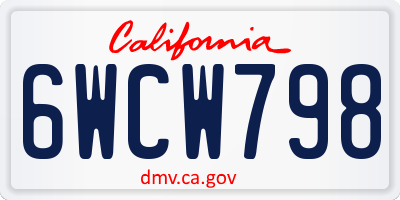 CA license plate 6WCW798
