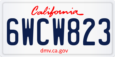 CA license plate 6WCW823