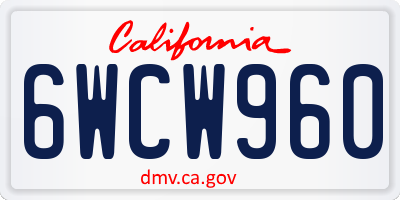 CA license plate 6WCW960