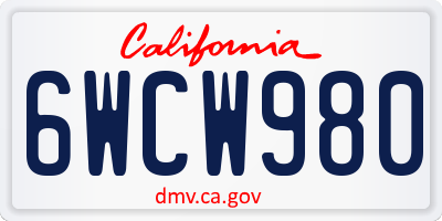 CA license plate 6WCW980