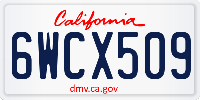 CA license plate 6WCX509