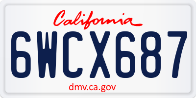 CA license plate 6WCX687