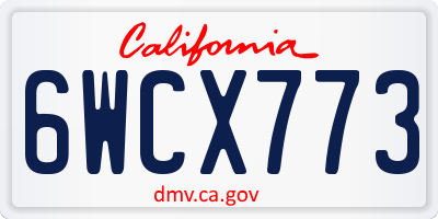 CA license plate 6WCX773