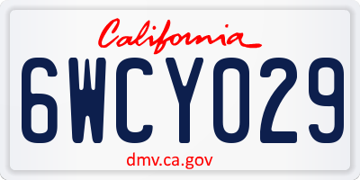 CA license plate 6WCY029