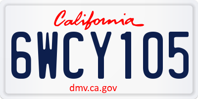 CA license plate 6WCY105