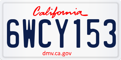 CA license plate 6WCY153