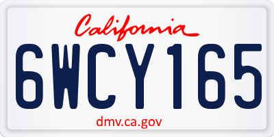 CA license plate 6WCY165