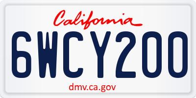 CA license plate 6WCY200