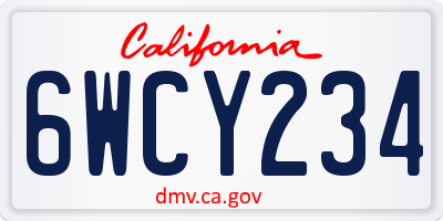 CA license plate 6WCY234