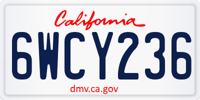 CA license plate 6WCY236