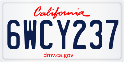 CA license plate 6WCY237