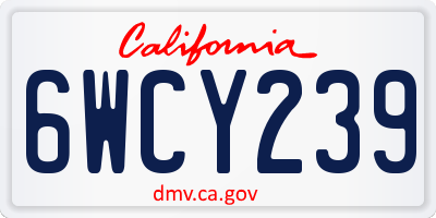 CA license plate 6WCY239
