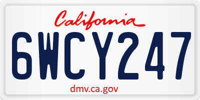 CA license plate 6WCY247