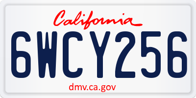 CA license plate 6WCY256
