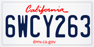 CA license plate 6WCY263