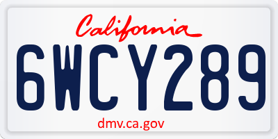 CA license plate 6WCY289