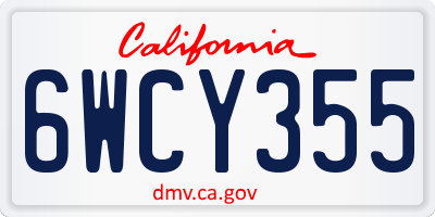 CA license plate 6WCY355