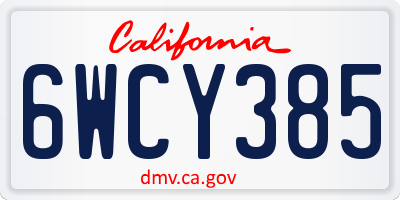 CA license plate 6WCY385