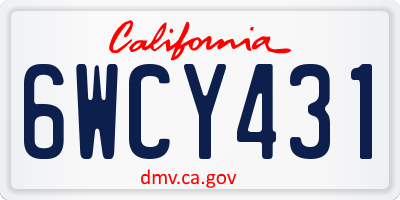 CA license plate 6WCY431